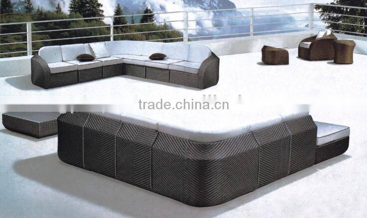 2014 New Design Modern Round Rattan Waterproof Bed /balcony/outdoor/living room