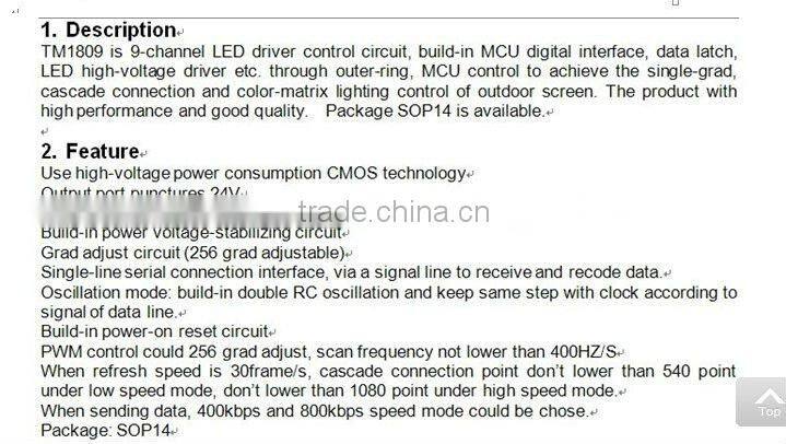 led pixel rigid strip;TM1809 IC,30leds/m,DC12V input