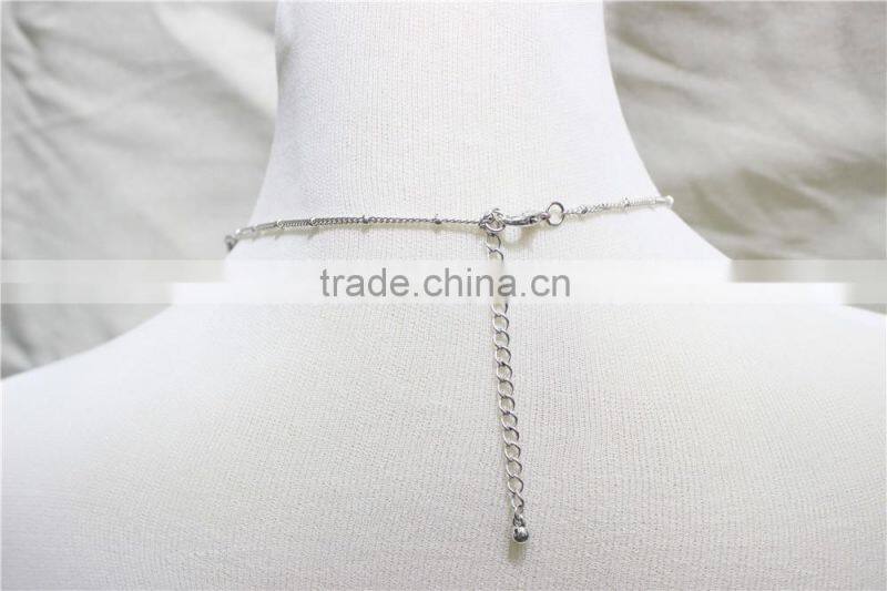 Anti-silver Folk w/ Royal Blue Aqua White Seed bead Statement Necklace Satellite Chain Necklace 2016 Fashion Style Wholesale