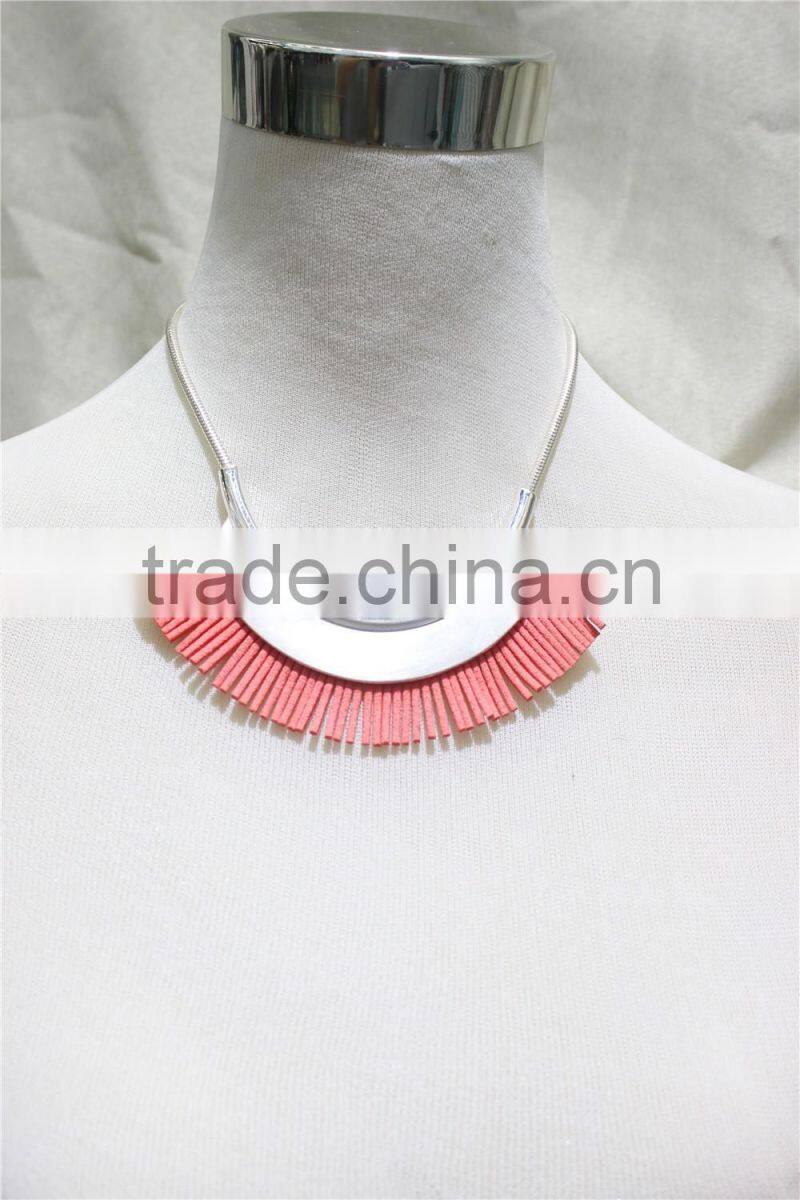 Coral Suede w/ Smooth Metal Statement Neckalce Snake Chain 2016 Fashion Style Wholesale