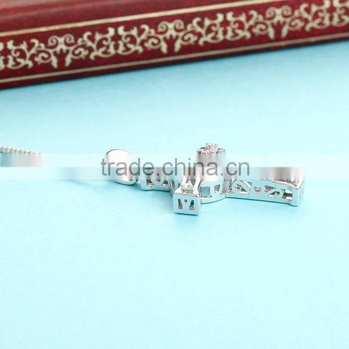 925 Sterling Silver Dancing Stone Gemstone Cross Pendant Jewelry SPG893W
