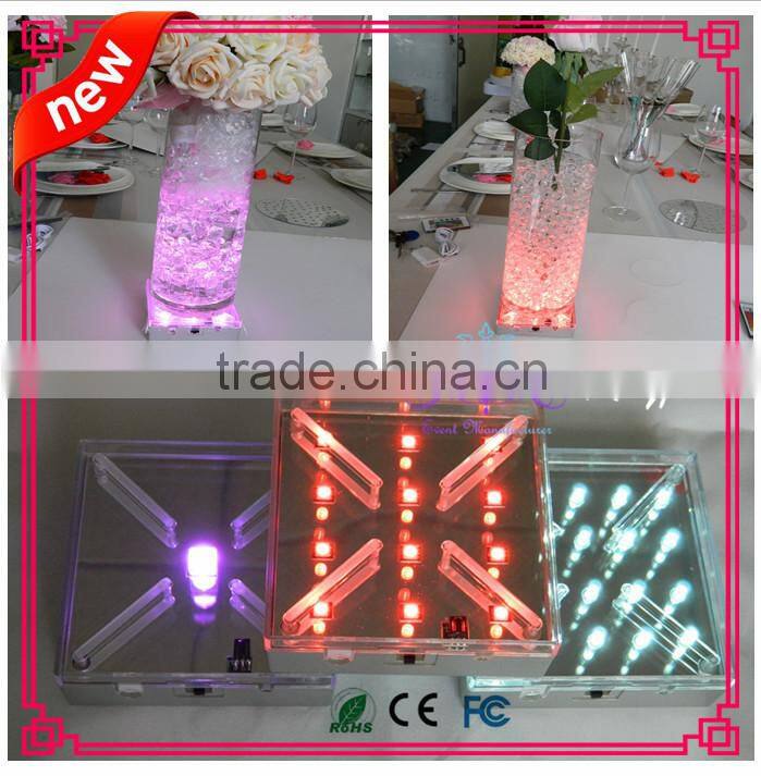 Rechargeable battery operated led table centerpiece light base/led under vase light base