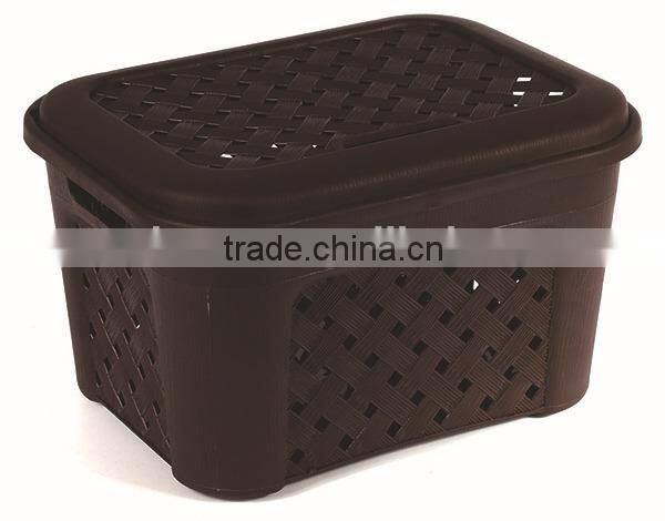 Hot Sale Rectangle Plastic Storage Basket with Lid