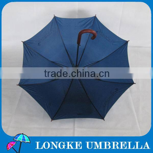 24"solid color auto open Wooden handle straight umbrella with logo