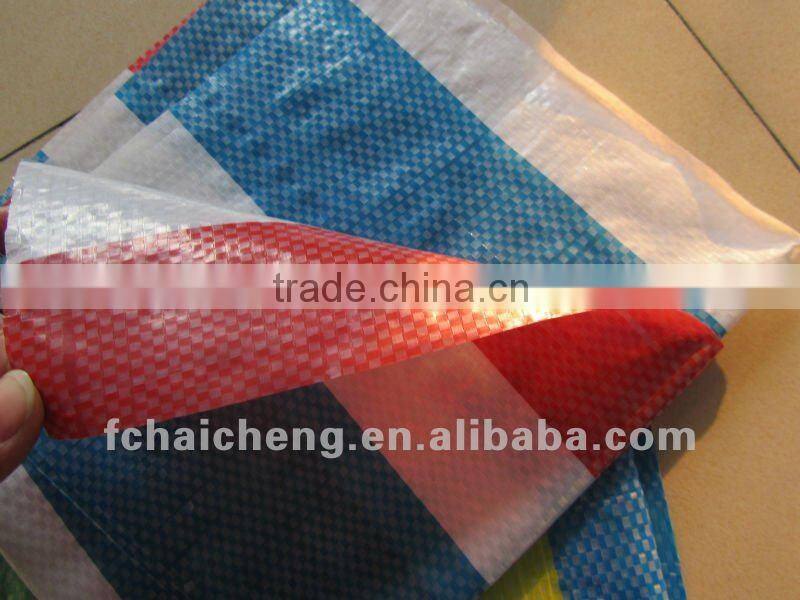 PP Woven Fabric shopper bags material with colored Stripes