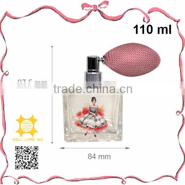 Colorful sprinkle dots perfume glass atomizer with royal blue bulb