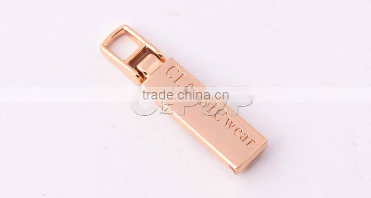 China good gold custom metal zipper puller for dress shirt