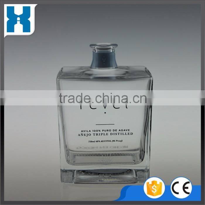 FASHION 700ML/750ML SQUARE HIGH QUALITY GLASS VODKA BOTTLE