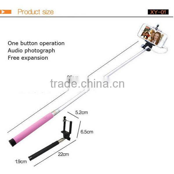 Extendable Mobile Phone Monopod Selfie Stick Wired Monopod Tube Plug For iPhone/Samsung