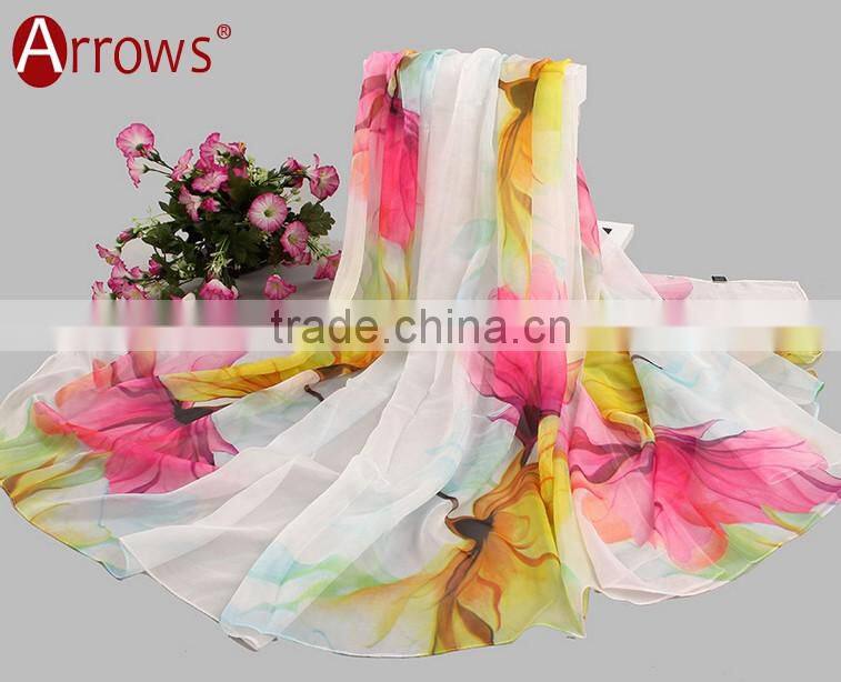 Infinity Chiffon 100% Polyster Silk Imitated Fabric Material Women Girls Scarves and Shawls Wrap With Printed Patterns