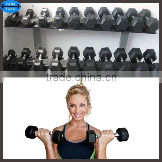 Hexagonal Rubber Coated Dumbbells