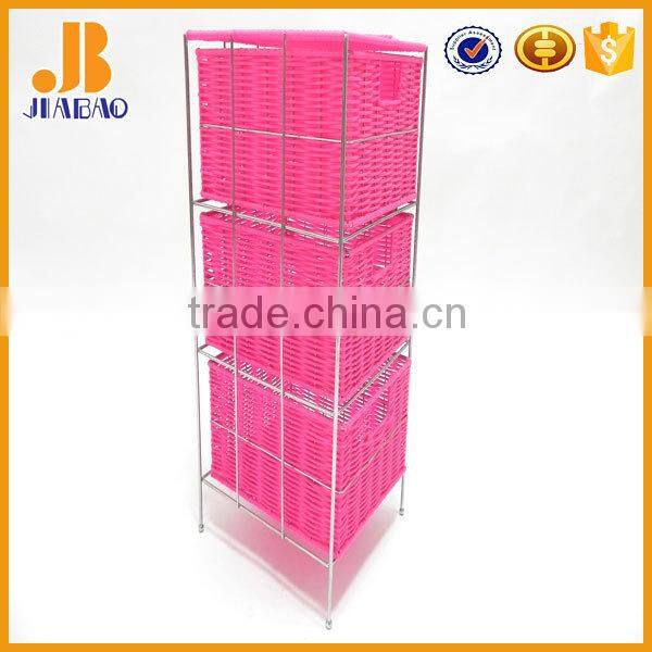 Plastic rattan pink storage cabinet