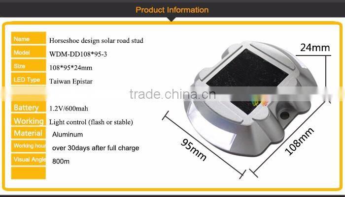 Aluminum solar power blue led flashing light reflective road stud