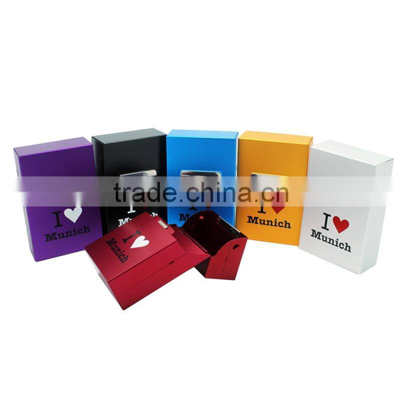 Six colour Aluminum cigarette case with magnet button for 20s 85mm cigarette pack printed logo as customer requested