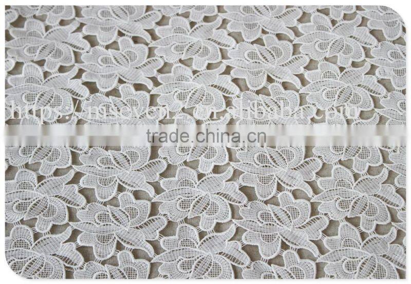 High quality allover embroidery flower water soluble korea lace fabric wholesale