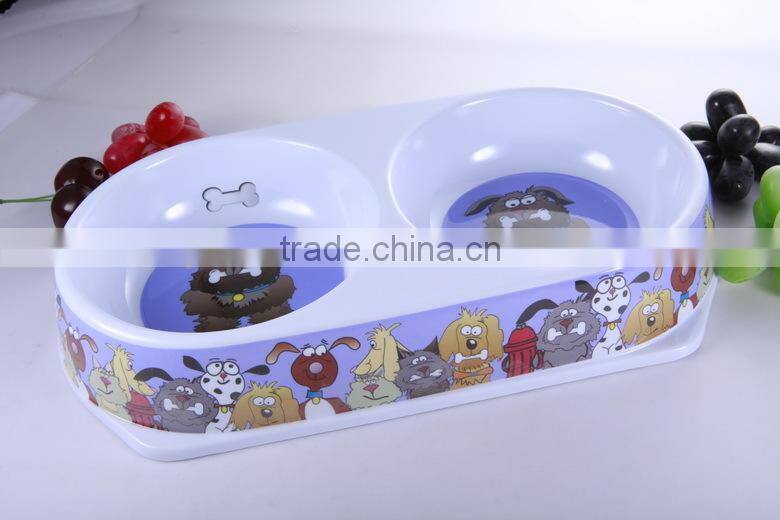 Plastic melamine pet bowl/dog bowl/cat bowl with cute picture prints yorkshire canary birds