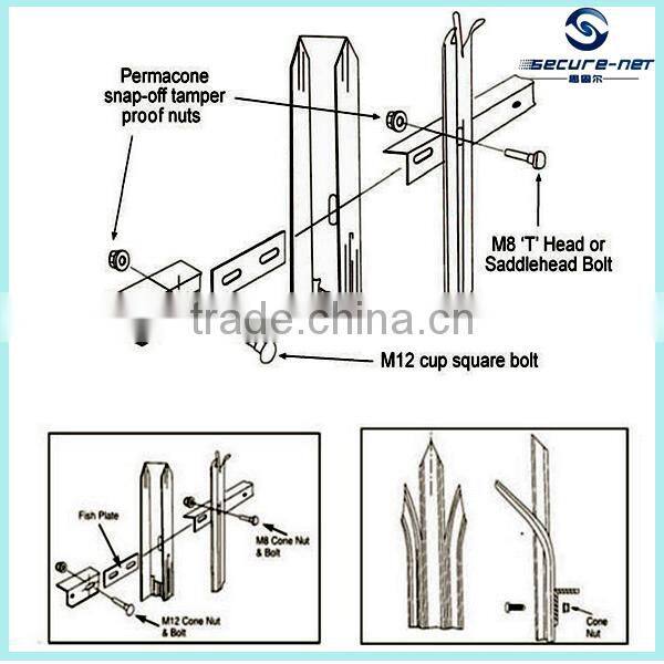 high quality security black palisade picket fence used for sale with pvc coated