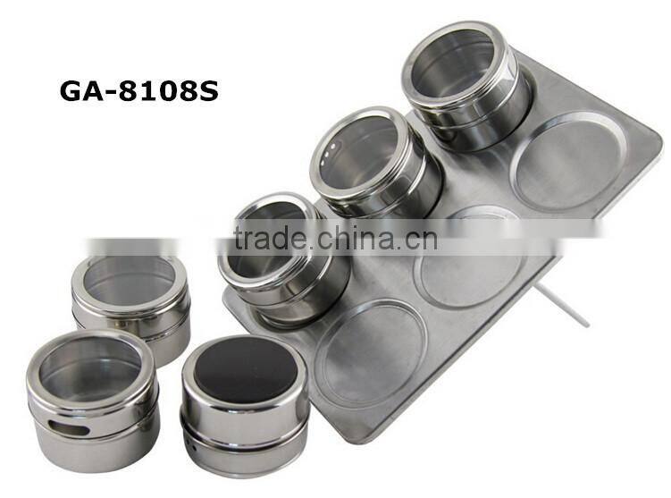 7pc Kitchen Stainless Steel Magnetic Seasoning Jar Set