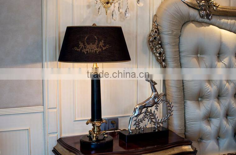 Black jade brass decorative living room table lamp with lampshade