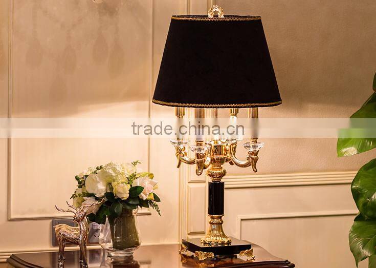 Home electrical appliance black color crystal table lamp with lampshade