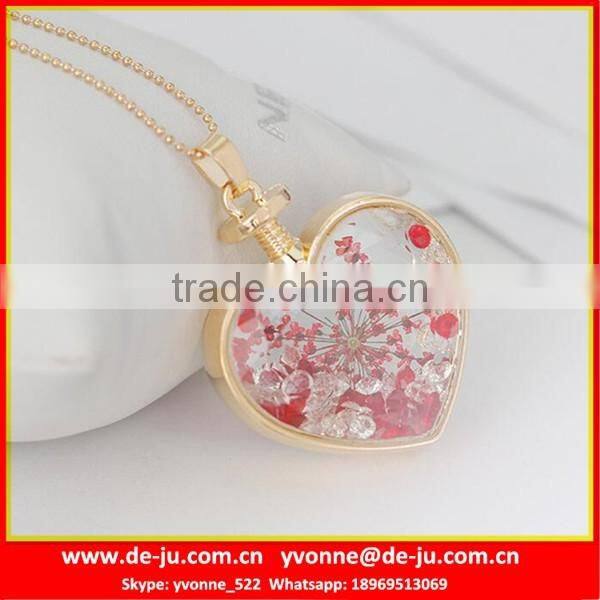 Fancy Unique Clear Glass Heart Pendant Necklace