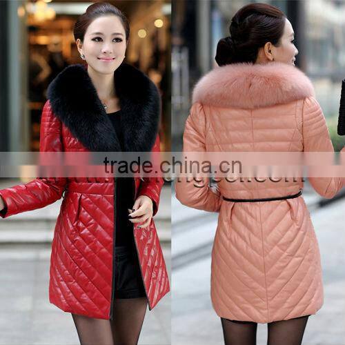 Genuine Leather Down Overcoat Jacket