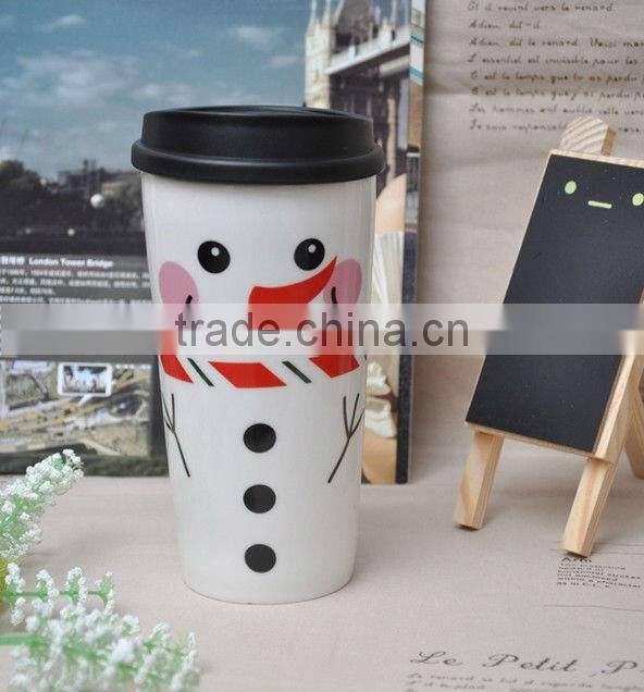 China porcelain modern ceramics mug with silicon lid and sleeve