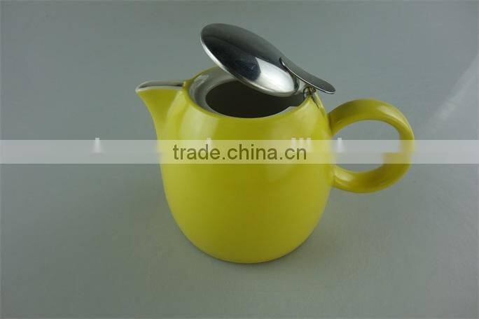 stock ceramic round water bottle,glazed stainless steel lid water pot,teapot