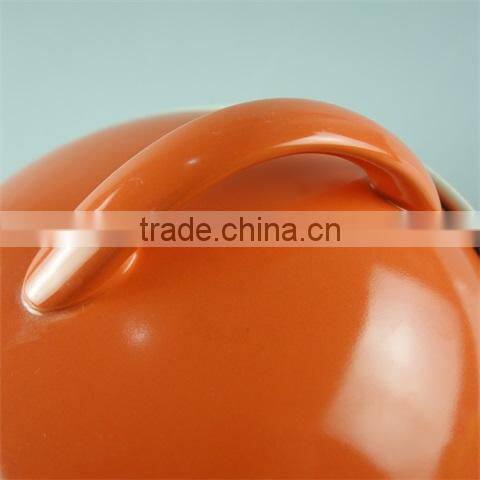 Ceramic soup pot/orange cooking soup pot/small tureen unique shape orange color glazed