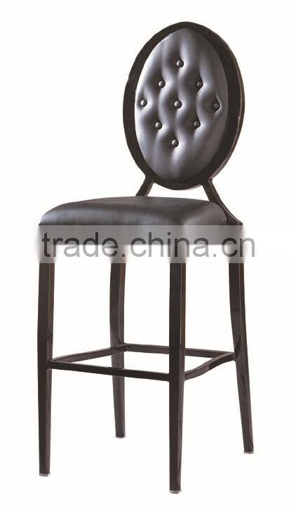 Factory directsale oval back leather aluminum high bar chairs for hotels LQ-AL3802H