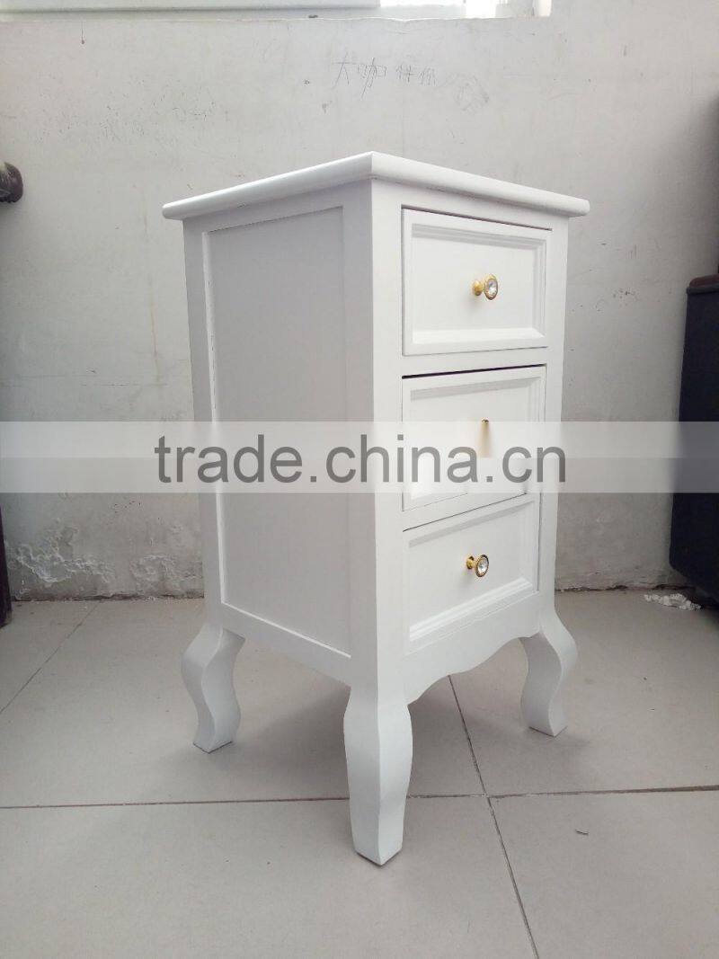 White Three Drawers Wooden Cabinet for Living Room Furnitures