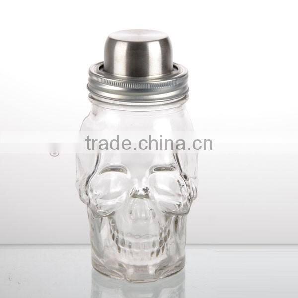 2016 newest 14oz skull paper transter glass oil&vinager bottle