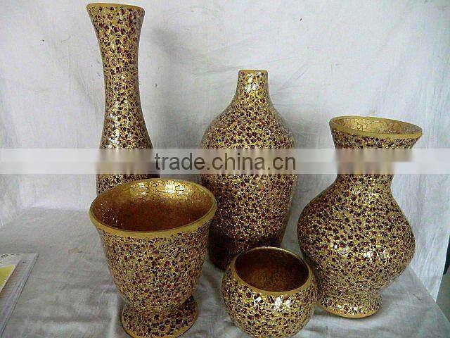 Modern Color Mosaic Glass Flower Ornament Cheap Wholesale Hand Made Glass Vase