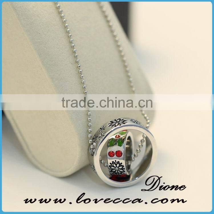 Merry Christmas jewelry gift snowflake Christmas double ring necklace ,Christmas tree neckalce