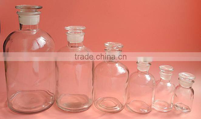 medical brown glass laboratory bottle with glass stopper lid