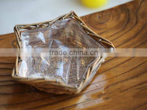 iron frame willow body wicker baskets for plants with plastic lining