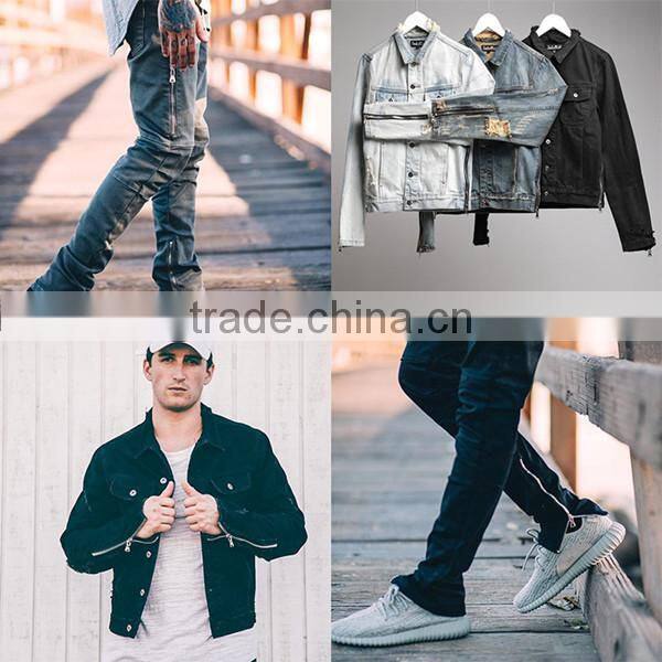 2017 Summer new locomotive jeans elastic skinny pants with side zip