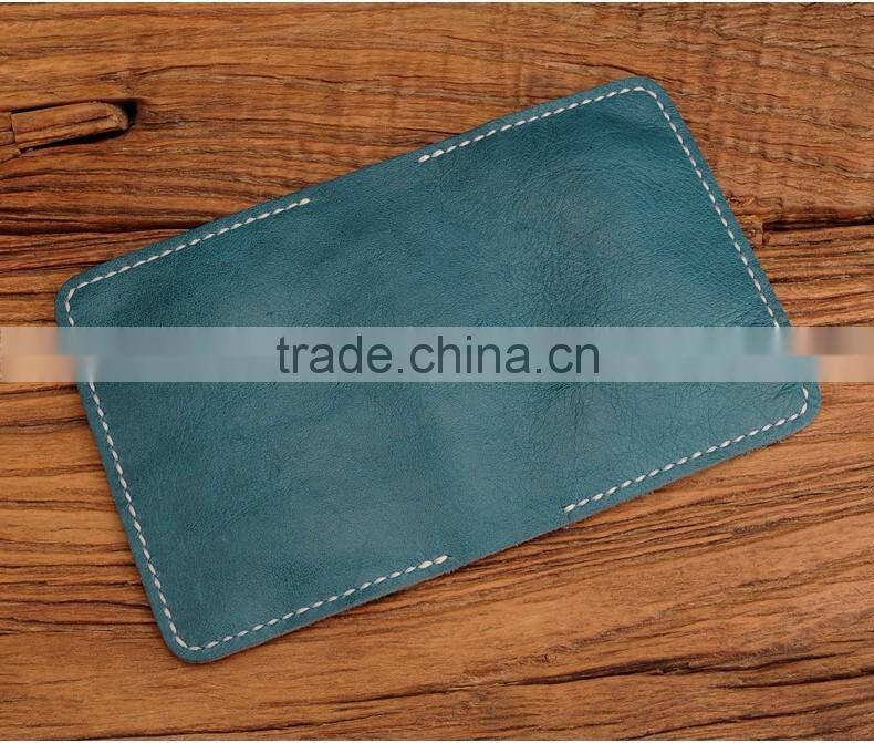 Bifold Cowhide Leather Men Credit Card Holder with multiple card slots