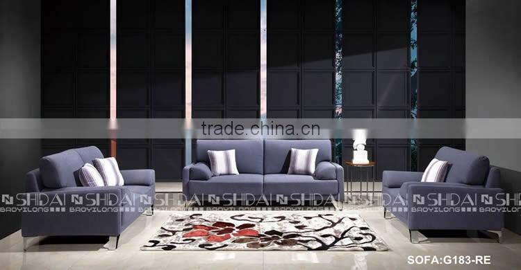 Contemporary Light Navy Fabric Upholstery Sofa And Loveseat Set G183-RE