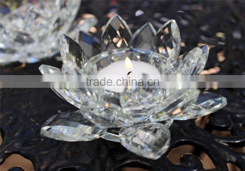 Beautiful Clear Crystal Lotus Candle Holder