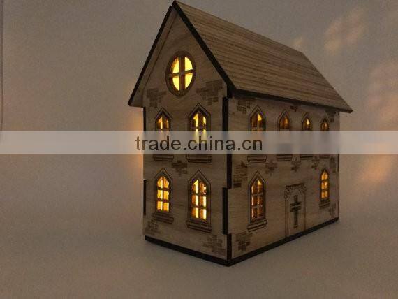 Wooden House Night Light - Tea Light Holder