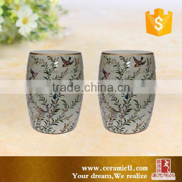Ceramic material Chinese birds flower garden stool