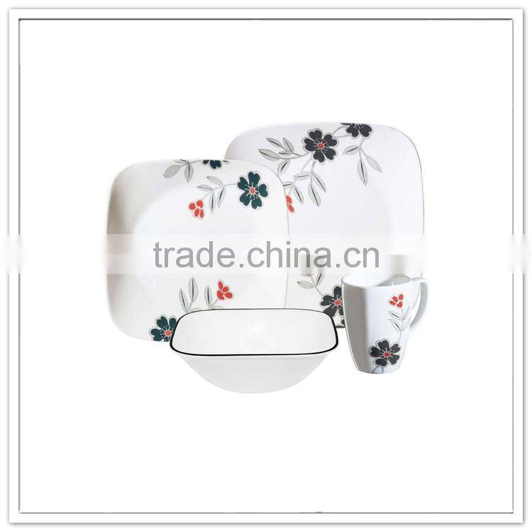 Market new arrival non-slip unbreakable traditional ink painting 4 pcs melamine china dinnerware set