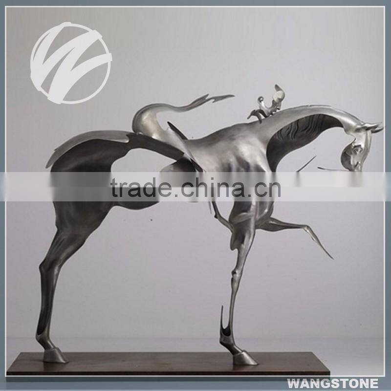 Life Size Metal Man With Horse Statue