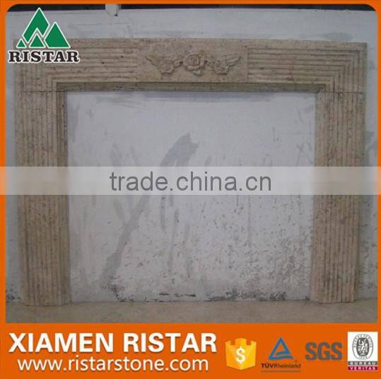 For sale natural yellow marble fireplace surround mantel RST-FP-K027