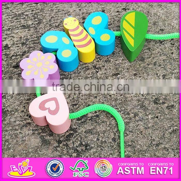 2016 new design educational wooden toddler threading toys W11E063