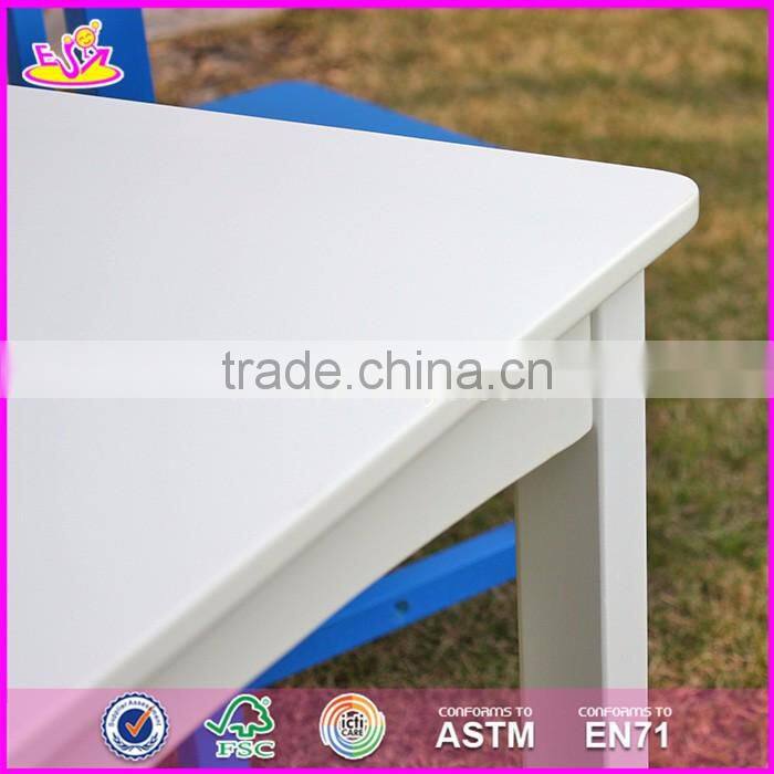 2017 New design nursery school colorful wooden kids table and chair set W08G223