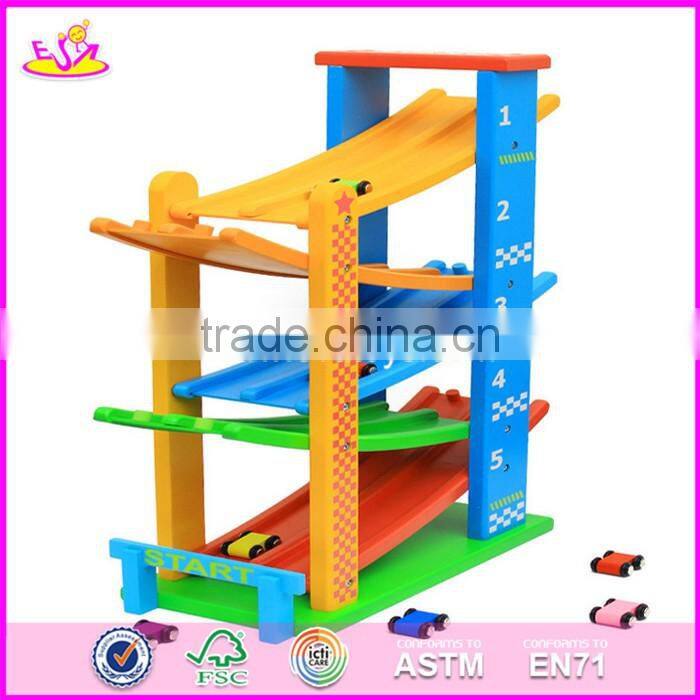 2017 new design 5 levels children funny wooden race car track toy W04E050