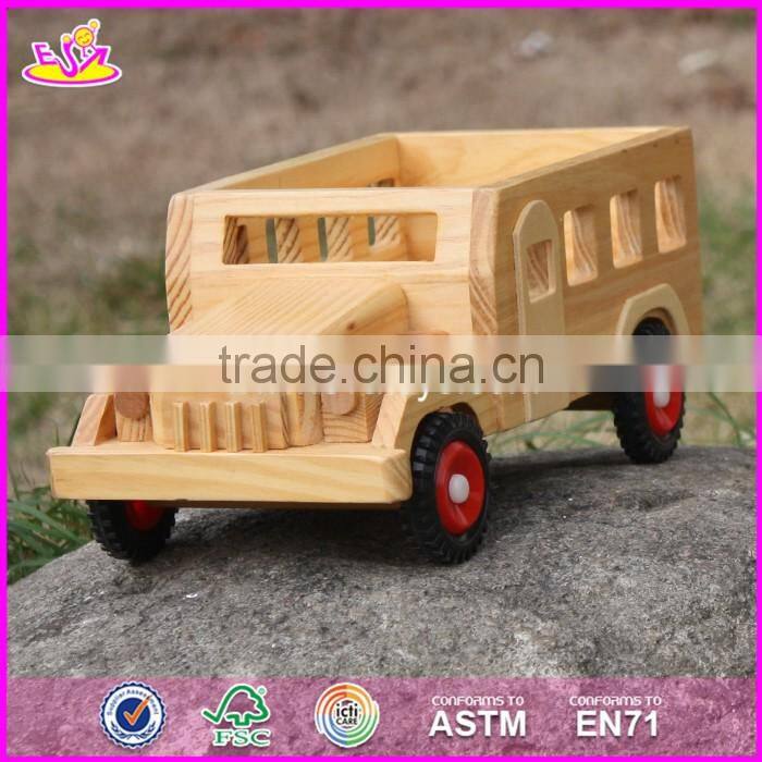2017 New products kids small toys solid wooden toy cars and trucks W04A332