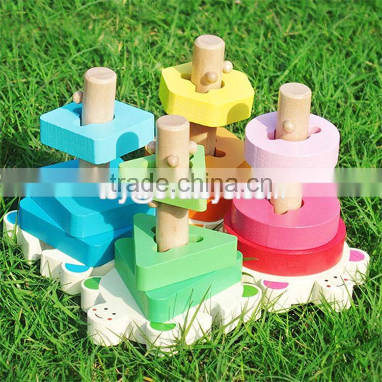High quality preschool baby wooden geometry shape blocks W13E063